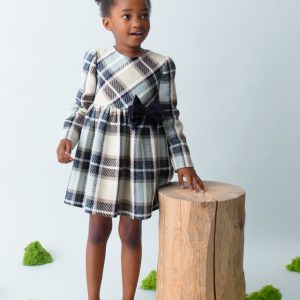 –. Vestido cuadros terciopelo niña Mayoral 4924