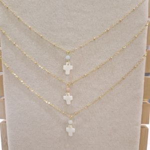 .GARGANTILLA CRUZ DE NACAR Y PIEDRA CEREMONIA-COMUNION