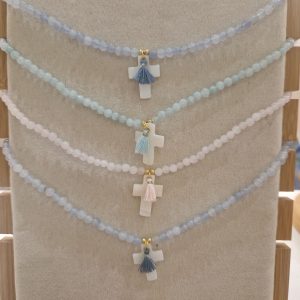 .COLLAR DE PIEDRAS Y CRUZ DE NACAR CEREMONIA-COMUNION