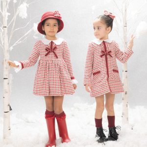 -. Vestido niña pata de gallo rojo 25511