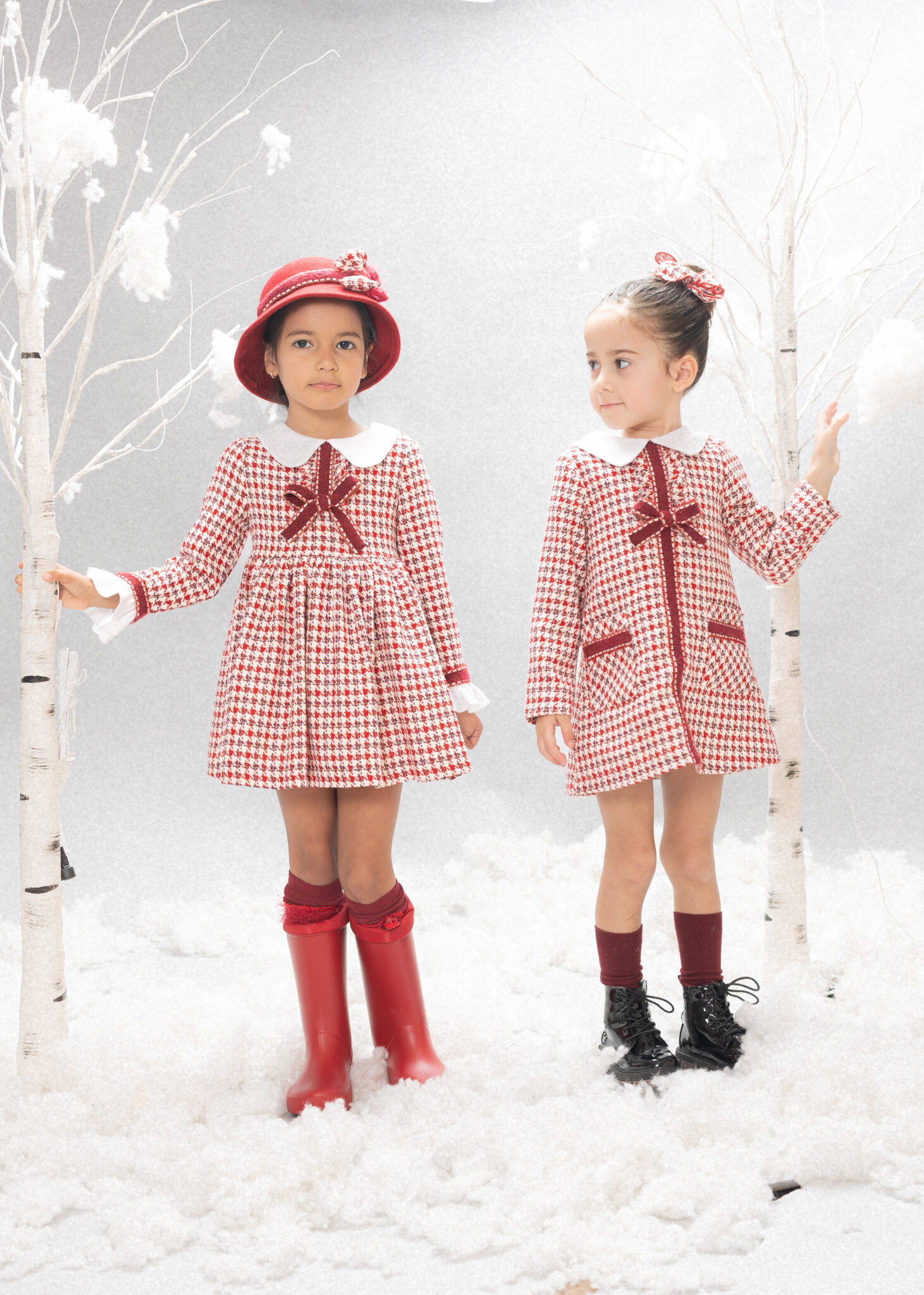 -. Vestido niña pata de gallo rojo 25511