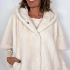 Chaqueta tipo capa con capucha BLANCO