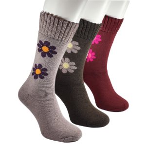 9460M Pack 3 Calcetines de lana deporte frío extremo con dibujo margarita