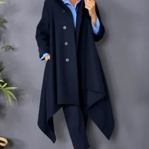 Abrigo tipo capa paño AZUL OSCURO