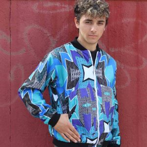 Bomber reversible estampada wax azul