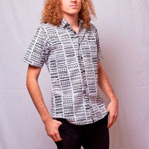 Camisa africana bogolan blanco