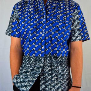 Camisa africana estampada azul