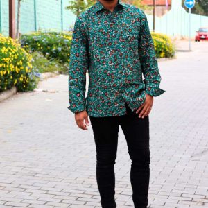 Camisa manga larga estampada verde