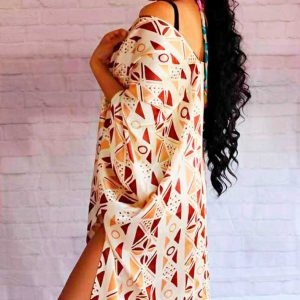 Kimono tela satinada geometría