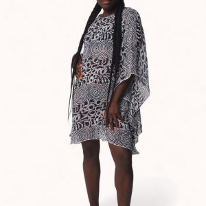 Palazo estampado batik blanco y negro