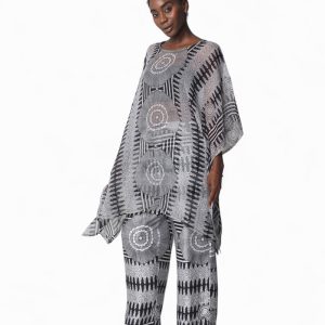 Palazo estampado batik gris