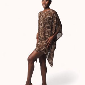 Palazo africano marrón de gasa con estampado degradado