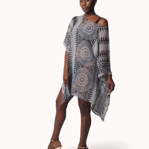 Palazo estampado tela gasa gráfico blanco y negro