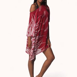 Palazo estampado gasa rojo palmeras