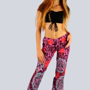 Pantalón estampado tela wax bogolan rosa marrón