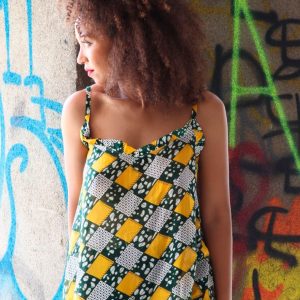 Top tela wax satinado geometría