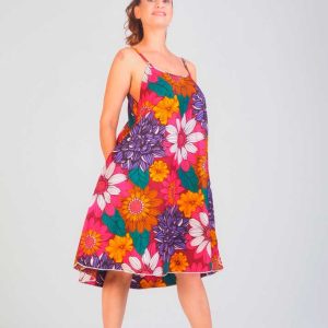Vestido estampado tela africana Flor