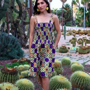 Vestido fruncido estampado Chigan