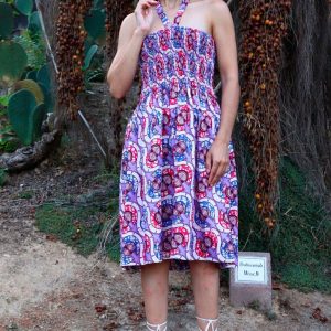 Vestido fruncido estampado Ogboni