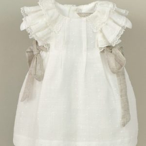 AMAYA VESTIDO BEBE EN TULL CRUDO-TOSTADO 512011MC