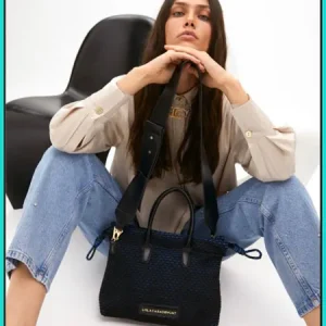 Bandolera Tejido Rejilla Interior Azul LOLA CASADEMUNT Ref. LF2504078