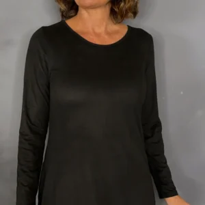 Camiseta de antelina asimétrica NEGRO