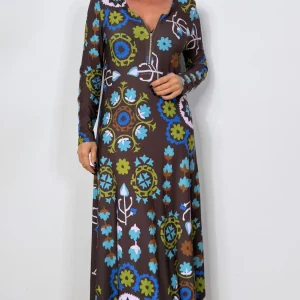 Vestido largo estampado Chocolate – NATALI