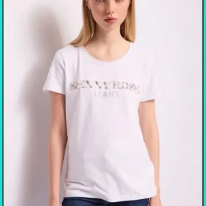 Camiseta Blanca de Algodón con Logotipo DENNY ROSE