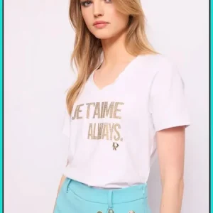 Camiseta Blanca de Algodón Tachuelas DENNY ROSE