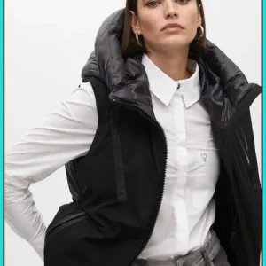 Chaleco Plumas Midi Doble Tejido Negro LOLA CASADEMUNT Ref. LF2501006