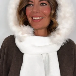 Bufanda capucha pelo BLANCO