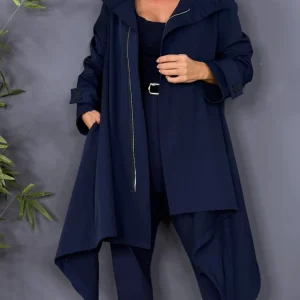 Abrigo asimétrico con cremallera AZUL OSCURO