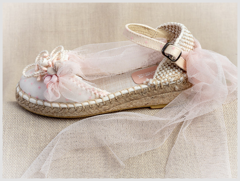 ESPARTEÑA NIÑA CEREMONIA DE TUL TOPOS Y FLOR - Imagen 2