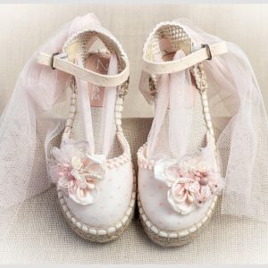 ESPARTEÑA NIÑA CEREMONIA DE TUL TOPOS Y FLOR