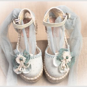 ESPARTEÑA NIÑA CEREMONIA DE TUL TOPOS Y FLOR