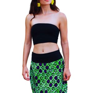 Falda estampada tela wax verde