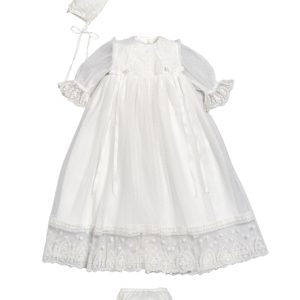 -Faldón bautizo largo,  capota y cubre pañal