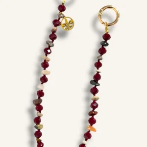 Charm para bolso detalle piedras y cuentas cristales GRANATE