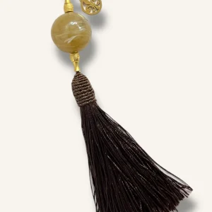 Charm para bolso bola perlada con pompón brillo CHOCOLATE