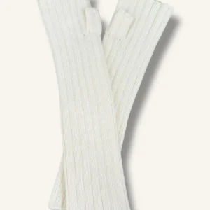 Mitón largo de punto acanalado BEIGE