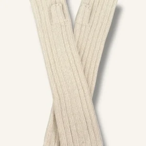 Mitón largo de punto acanalado CREMA