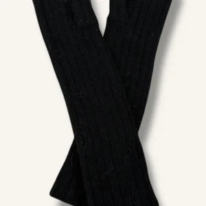 Mitón largo de punto acanalado NEGRO