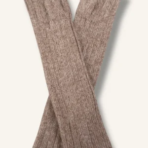 Mitón largo de punto acanalado MARRÓN