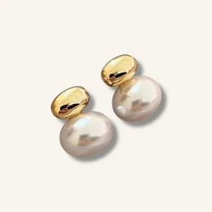 Pendiente combinado perla DORADO