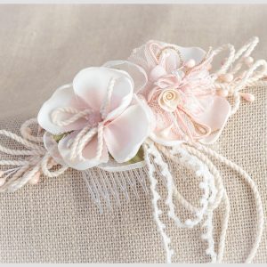 ZOYSAN TOCADO CEREMONIA COMUNIÓN ROSA FLORES 12714