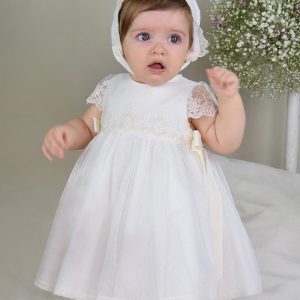 -VESTIDO BAUTIZO BEBE PLUMETI Y BORDADO 612104