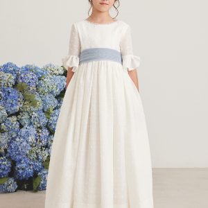 ..VESTIDO DE COMUNION LAZO AZUL OUTLET 2026 AMAYA 587002MD