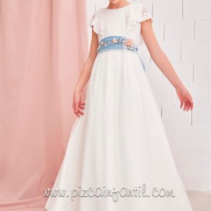-VESTIDO DE COMUNION OUTLET LAZO AZUL 2026 AMAYA 577031MC