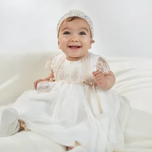 -VESTIDO BAUTIZO BEBE PLUMETI Y CUBRE PAÑAL.