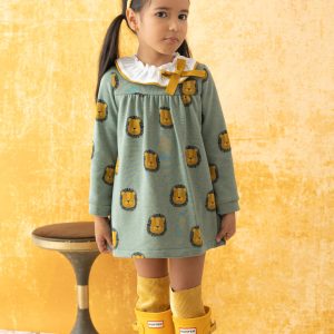-. Vestido niña verde y leones 25651